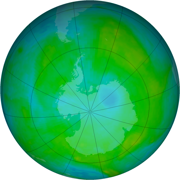 Antarctic ozone map for 09 January 1990